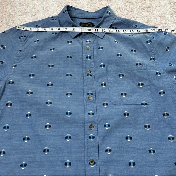 Pendleton Blue Short Sleeve Button Down Shirt Southwest Print 100% Cotton SZ XL - Picture 5 of 8